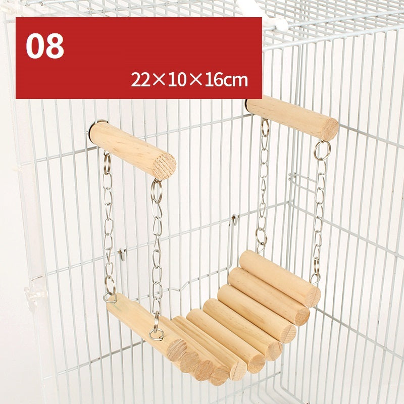 Juguete para hámster: plataforma con columpio y valla de madera natural