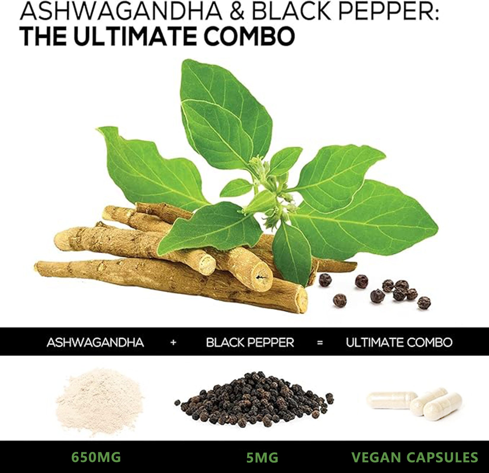 Suplementos de Ashwagandha en cápsulas veganas para aliviar el estrés y reforzar el sistema inmunitario. Equilibra los niveles de energía y el estado de ánimo. Orgánico.