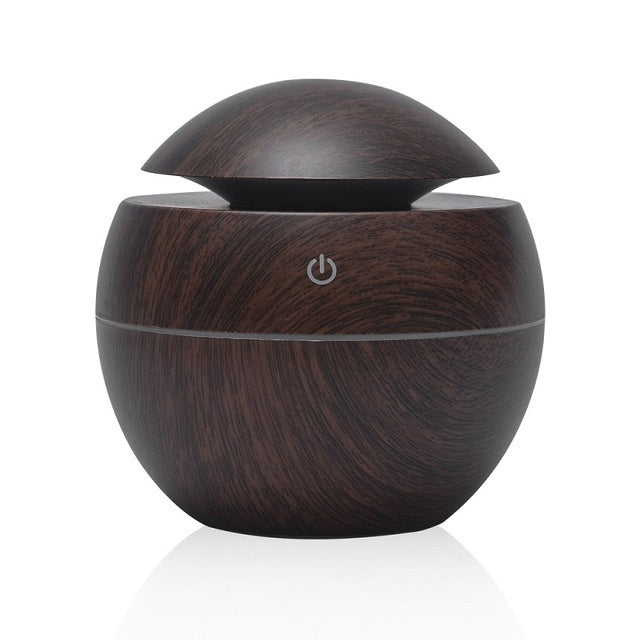 Humidificador mini ultrasónico ecológico y silencioso con diseño de cabeza de seta y acabado de imitación madera