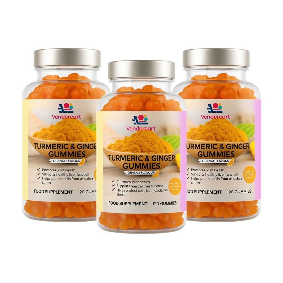 Gominolas de cúrcuma y jengibre (120 unidades): beneficios para las articulaciones, refuerzo del sistema inmunitario, aptas para veganos