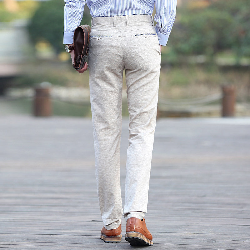 Pantalones casuales de algodón y cáñamo para hombre