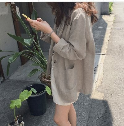 Abrigo de algodón y lino de estilo casual y moderno