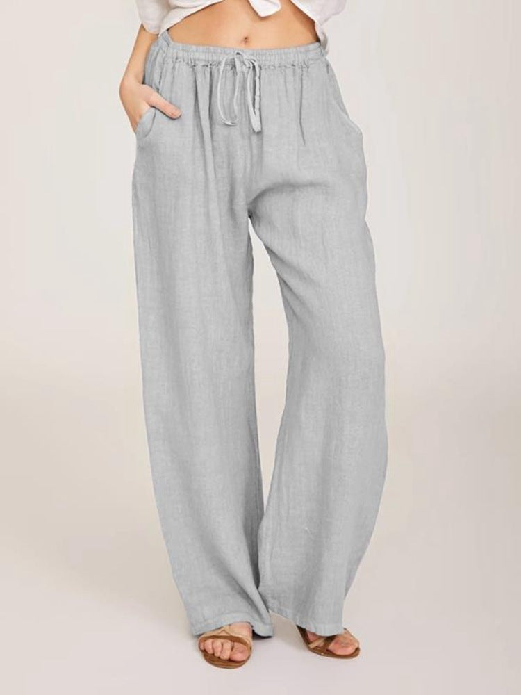Pantalones de yoga casuales para mujer, populares, fabricados con algodón y cáñamo.