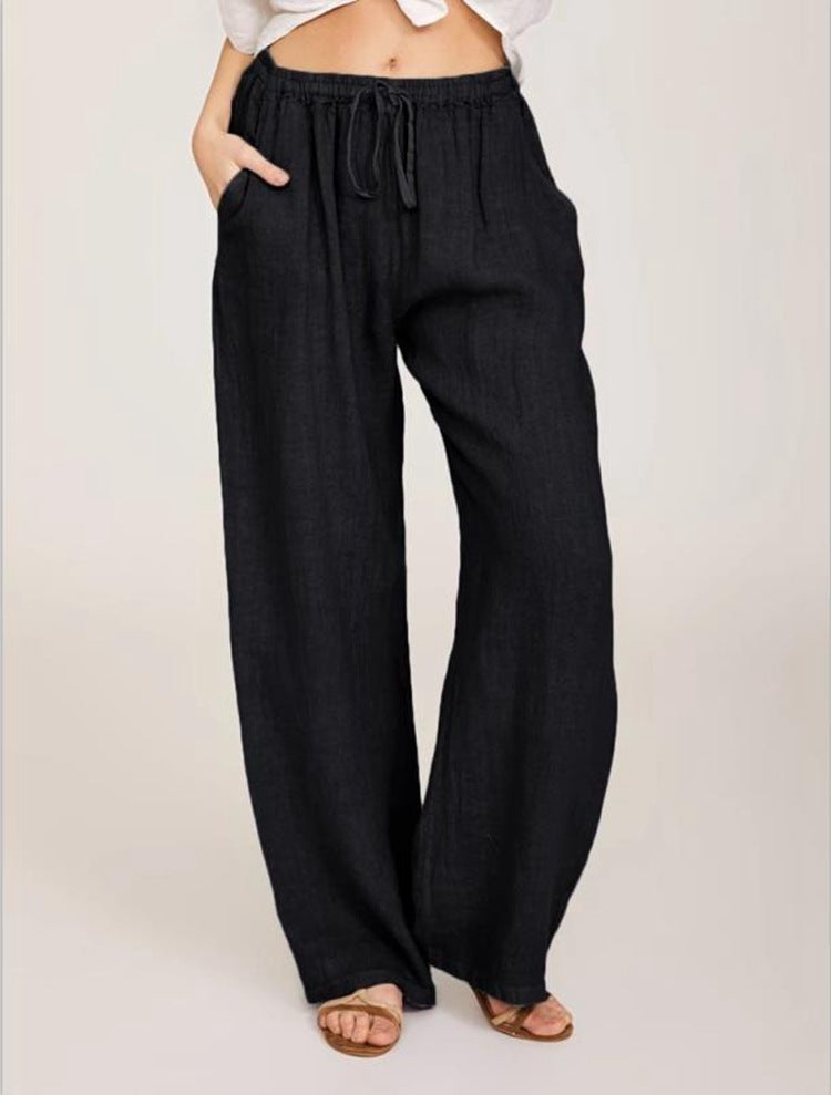 Pantalones de yoga casuales para mujer, populares, fabricados con algodón y cáñamo.
