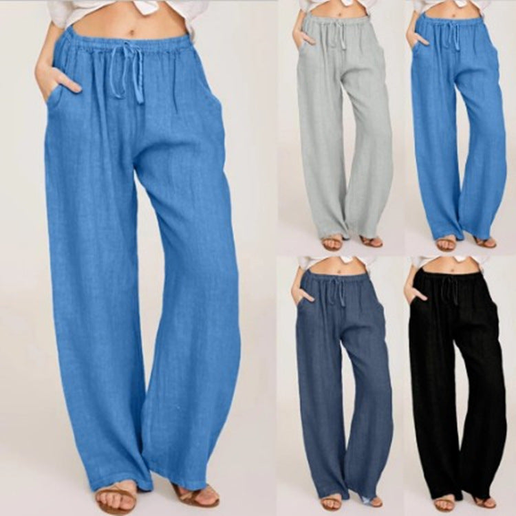 Pantalones de yoga casuales para mujer, populares, fabricados con algodón y cáñamo.
