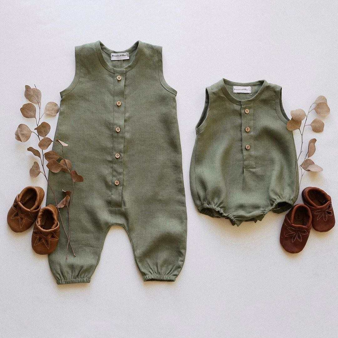 Ropa para bebés, ropa para recién nacidos, ropa infantil, ropa de algodón y cáñamo, mono para niños