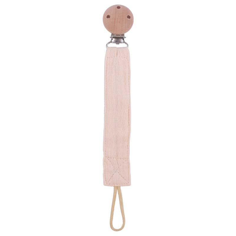Portachupete de madera de haya para calmar al bebé, fabricado con algodón y cáñamo