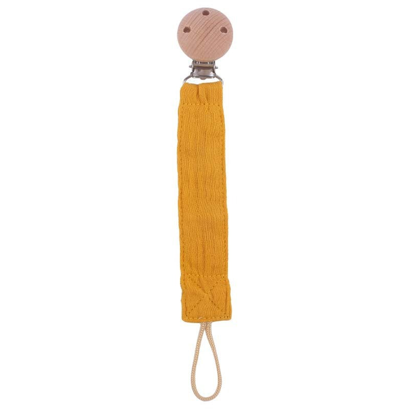 Portachupete de madera de haya para calmar al bebé, fabricado con algodón y cáñamo