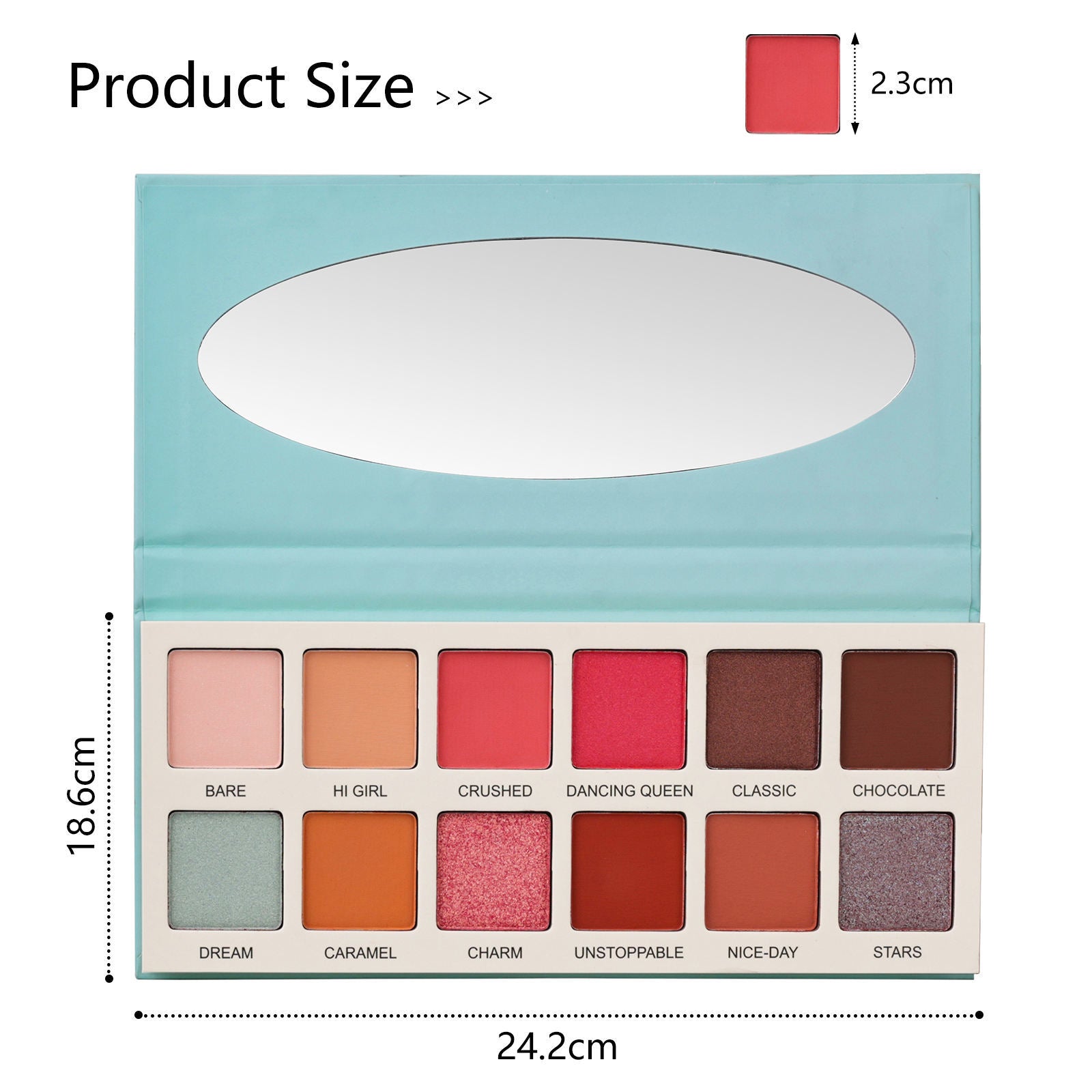 Paleta de sombras de ojos en crema de Las Chicas: alta pigmentación, textura suave, sin hidroxi-benzofenona, vegana, no testada en animales (12 colores)