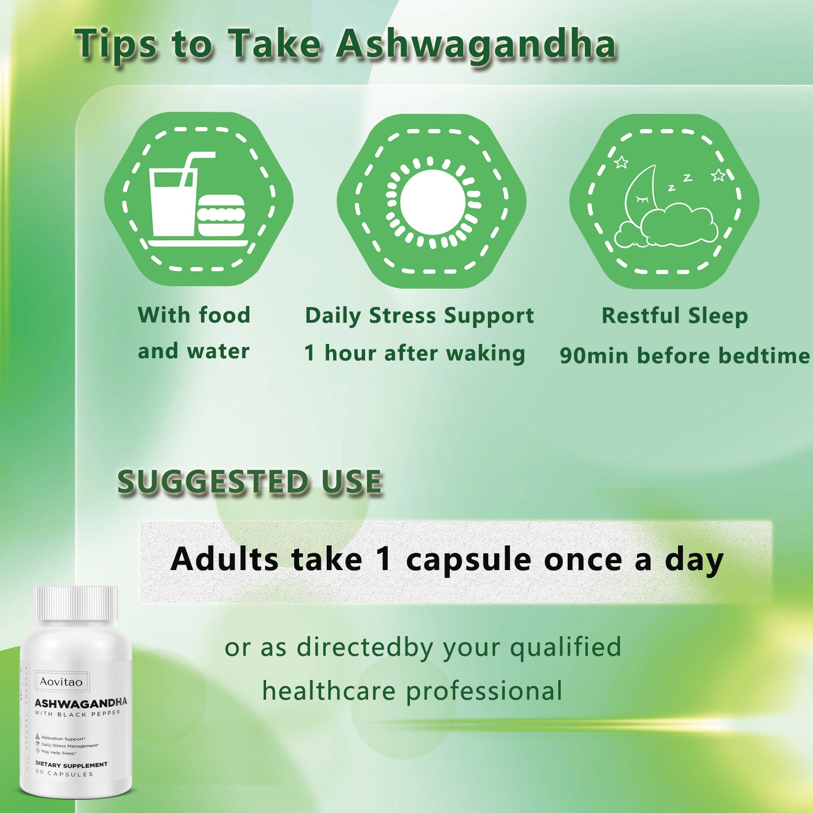 Suplementos de Ashwagandha en cápsulas veganas para aliviar el estrés y reforzar el sistema inmunitario. Equilibra los niveles de energía y el estado de ánimo. Orgánico.