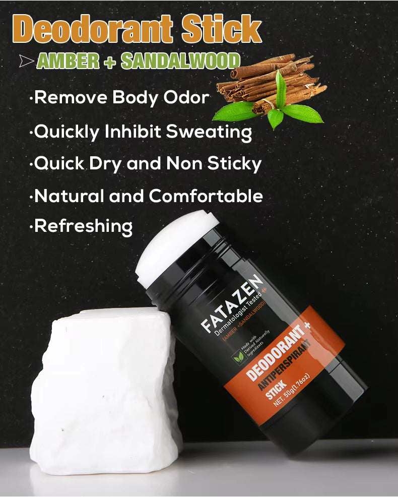Desodorante antitranspirante natural en barra a base de hierbas, con aroma a sándalo y ámbar. Reduce el mal olor corporal.