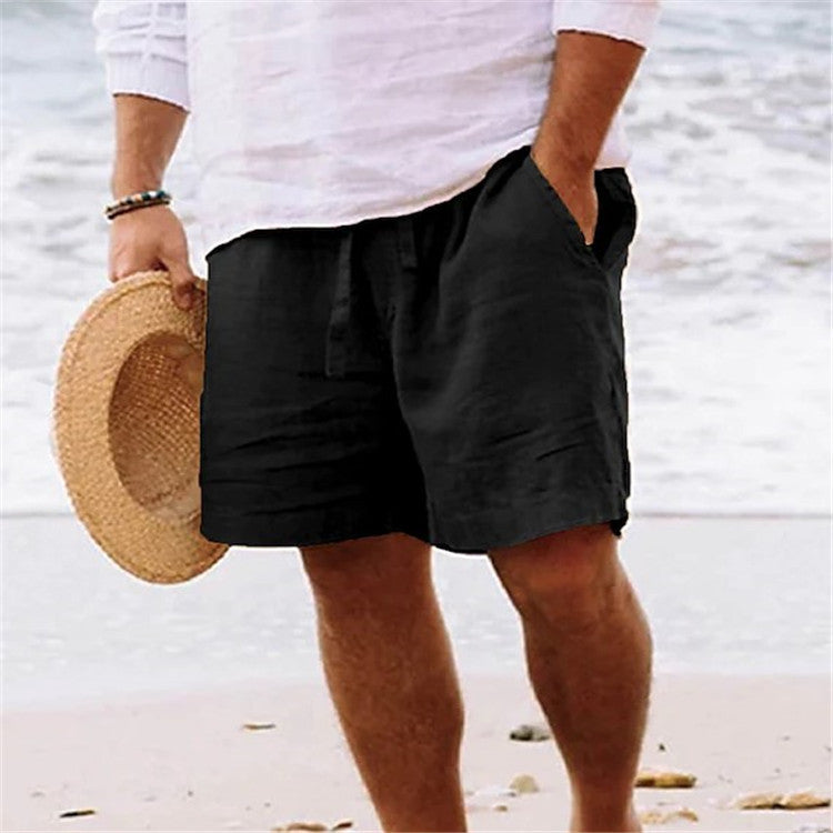 Pantalones cortos de moda para hombre, de algodón y lino