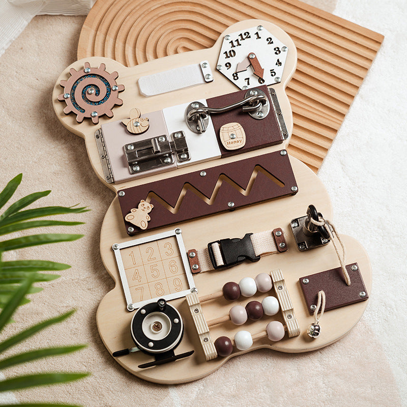 Tablero interactivo de oso: juguetes educativos de pared para niños (Montessori)