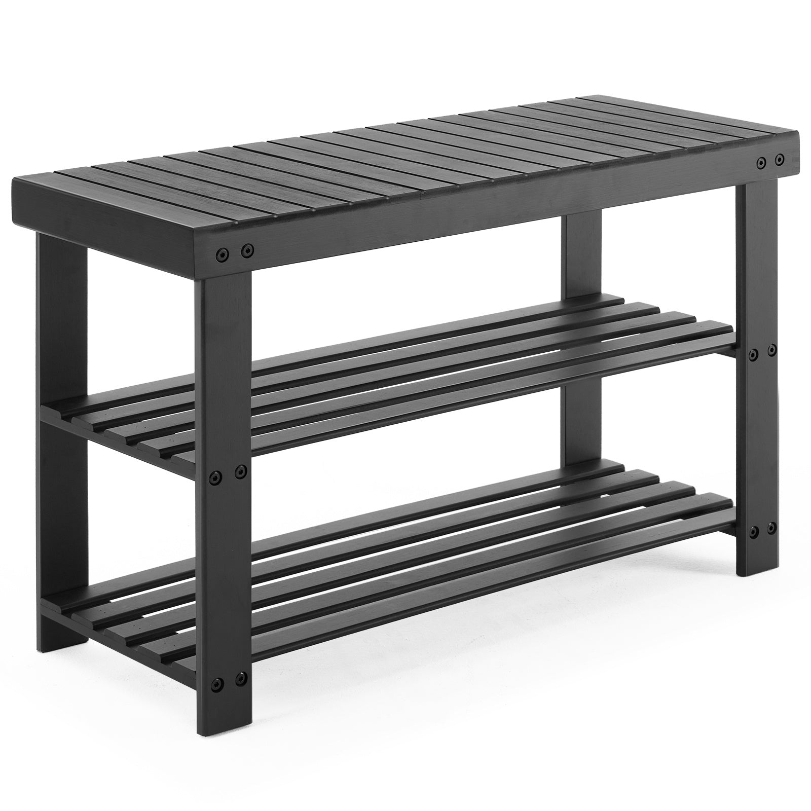 Estantería para zapatos de bambú de 3 niveles, organizador de almacenamiento compacto, capacidad de 286 kg, ideal para entrada, dormitorio, salón o balcón.