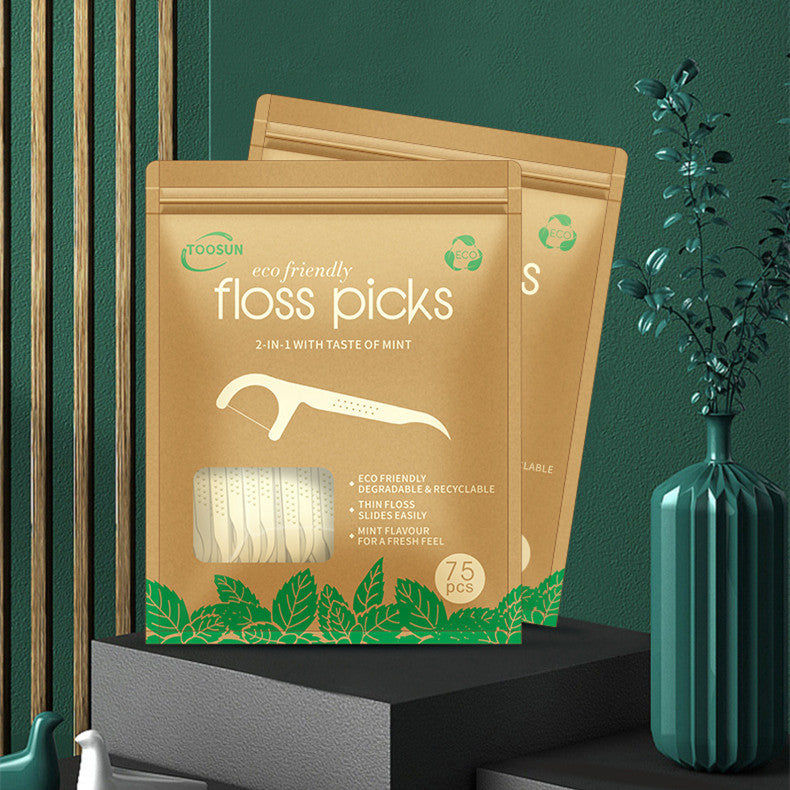 Hilo dental biodegradable con sabor a menta, respetuoso con el medio ambiente