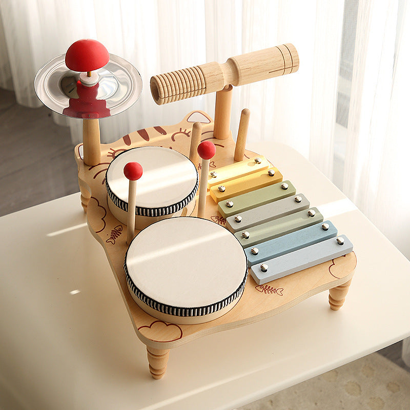 Soporte multifuncional de madera para tambor para la educación temprana de niños (método Montessori)