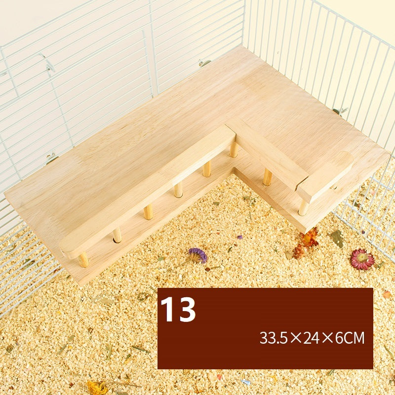 Juguete para hámster: plataforma con columpio y valla de madera natural