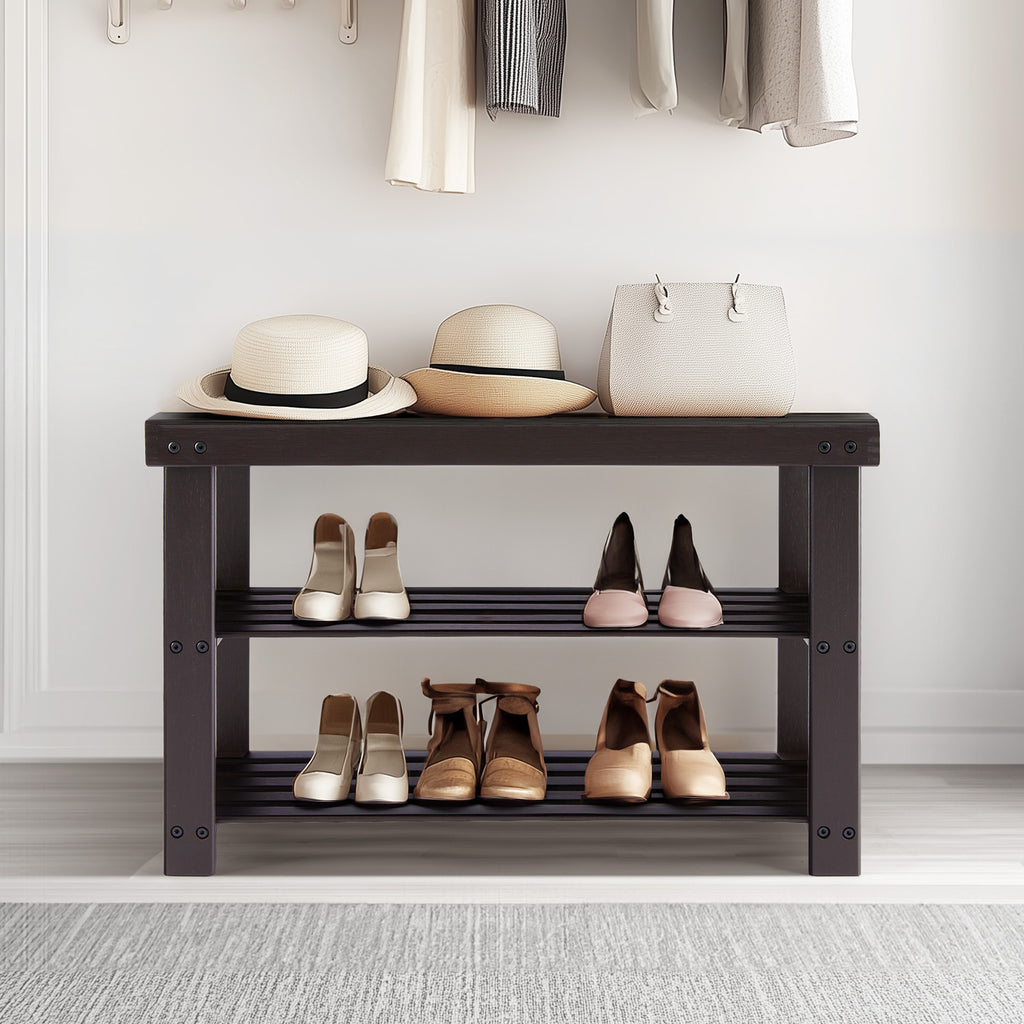 Estantería para zapatos de bambú de 3 niveles, organizador de almacenamiento compacto, capacidad de 286 kg, ideal para entrada, dormitorio, salón o balcón.