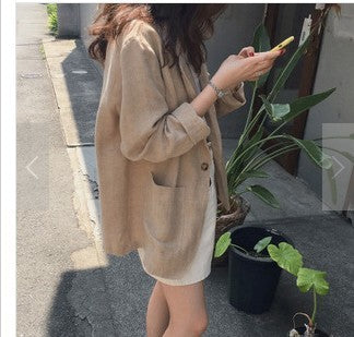 Abrigo de algodón y lino de estilo casual y moderno