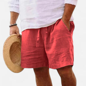 Pantalones cortos de moda para hombre, de algodón y lino