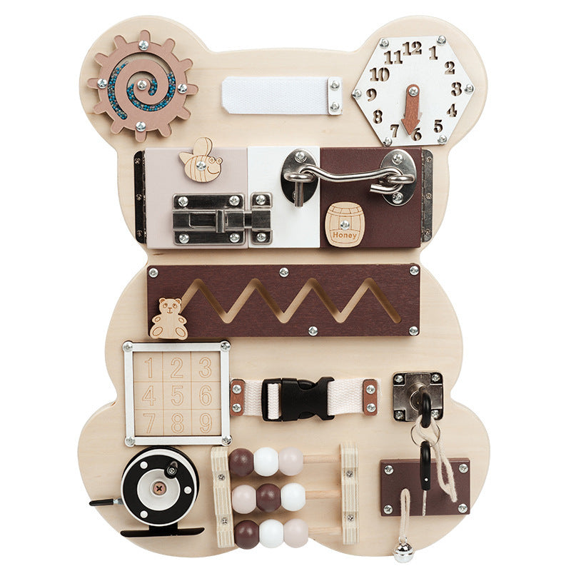Tablero interactivo de oso: juguetes educativos de pared para niños (Montessori)
