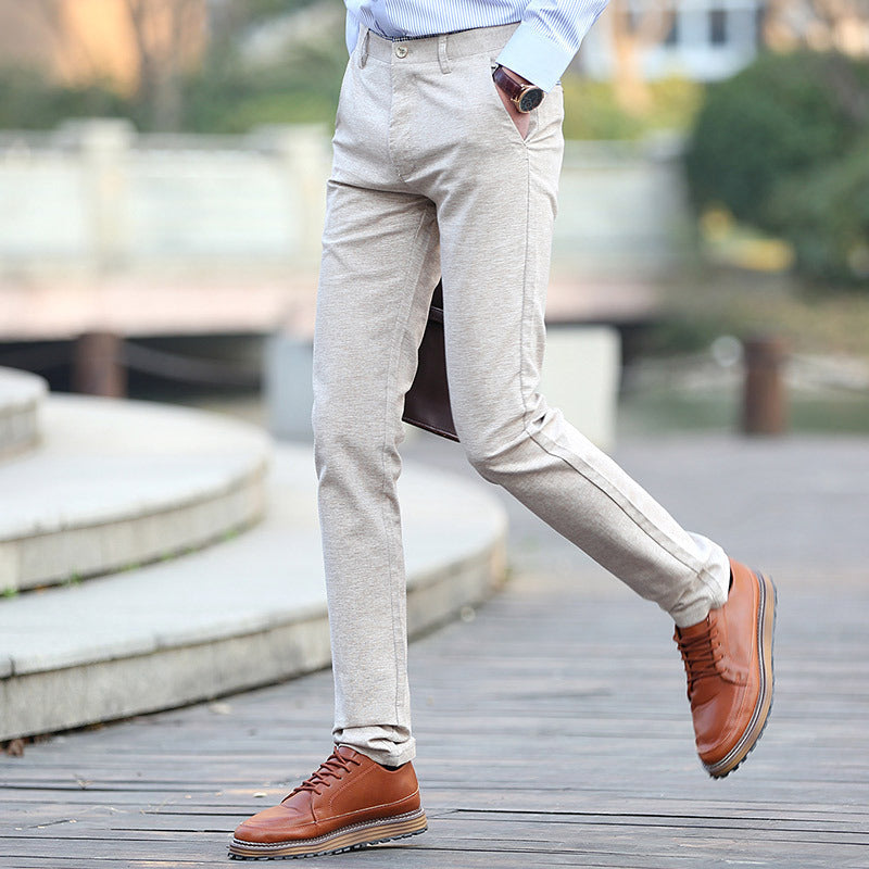 Pantalones casuales de algodón y cáñamo para hombre