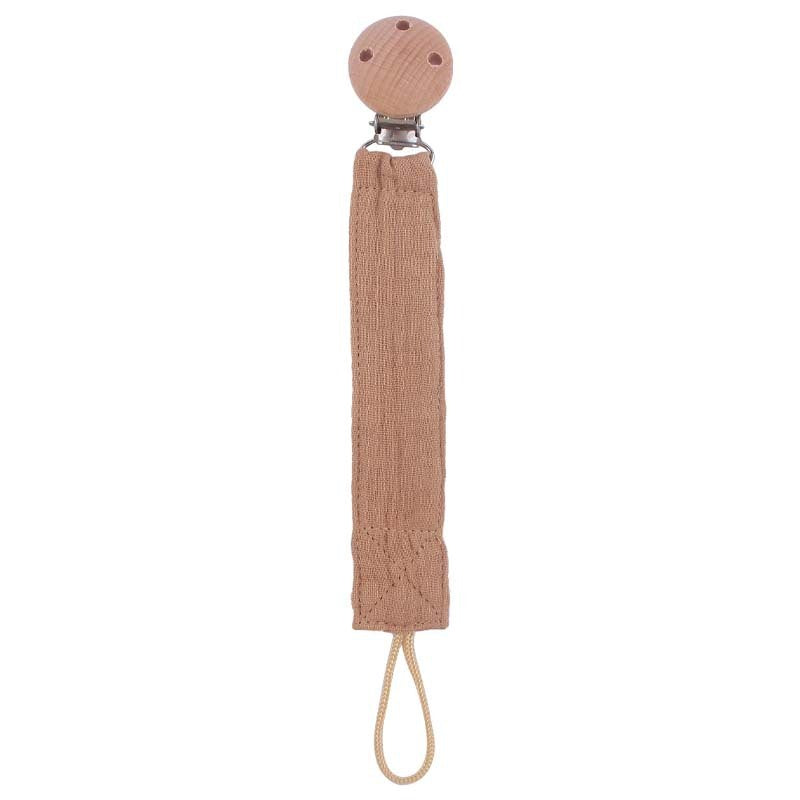 Portachupete de madera de haya para calmar al bebé, fabricado con algodón y cáñamo