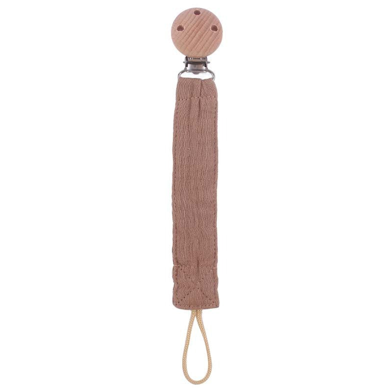 Portachupete de madera de haya para calmar al bebé, fabricado con algodón y cáñamo