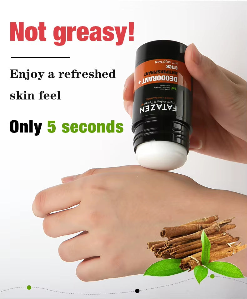 Desodorante antitranspirante natural en barra a base de hierbas, con aroma a sándalo y ámbar. Reduce el mal olor corporal.