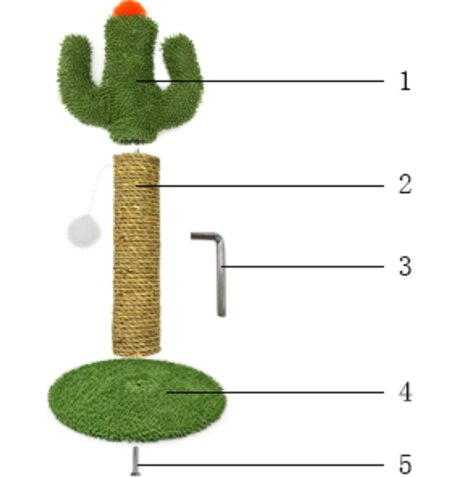 Cactus trepador para gatos 2 en 1 - Base de madera maciza, poste para arañazos de sisal natural y juguete con pelota colgante. Centro de actividad para gatos de interior.