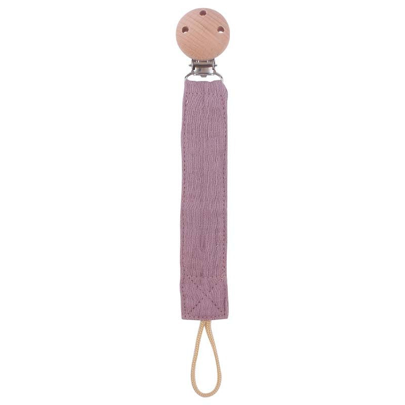 Portachupete de madera de haya para calmar al bebé, fabricado con algodón y cáñamo