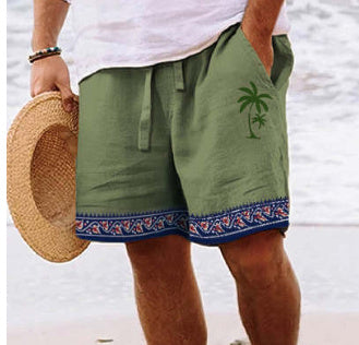 Pantalones cortos de moda para hombre, de algodón y lino
