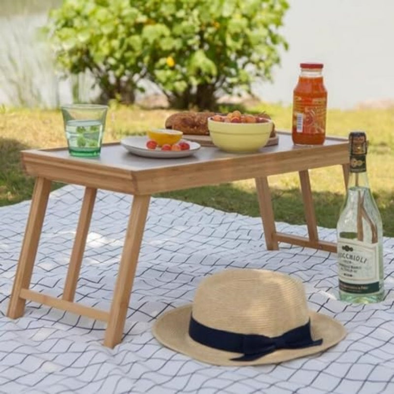 Mesa plegable de bambú, mesa auxiliar baja para salón, mesa de centro, mesita de noche, bandeja portátil para té, ideal para dormitorio, salón, oficina en casa.