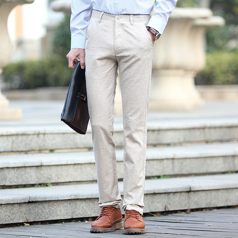 Pantalones casuales de algodón y cáñamo para hombre