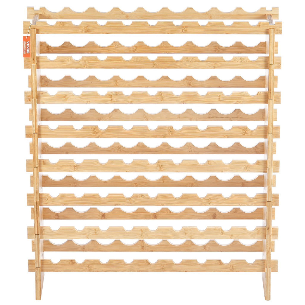 Estantería modular para vinos de bambú, capacidad para 72 botellas, estantería de exposición de 8 niveles