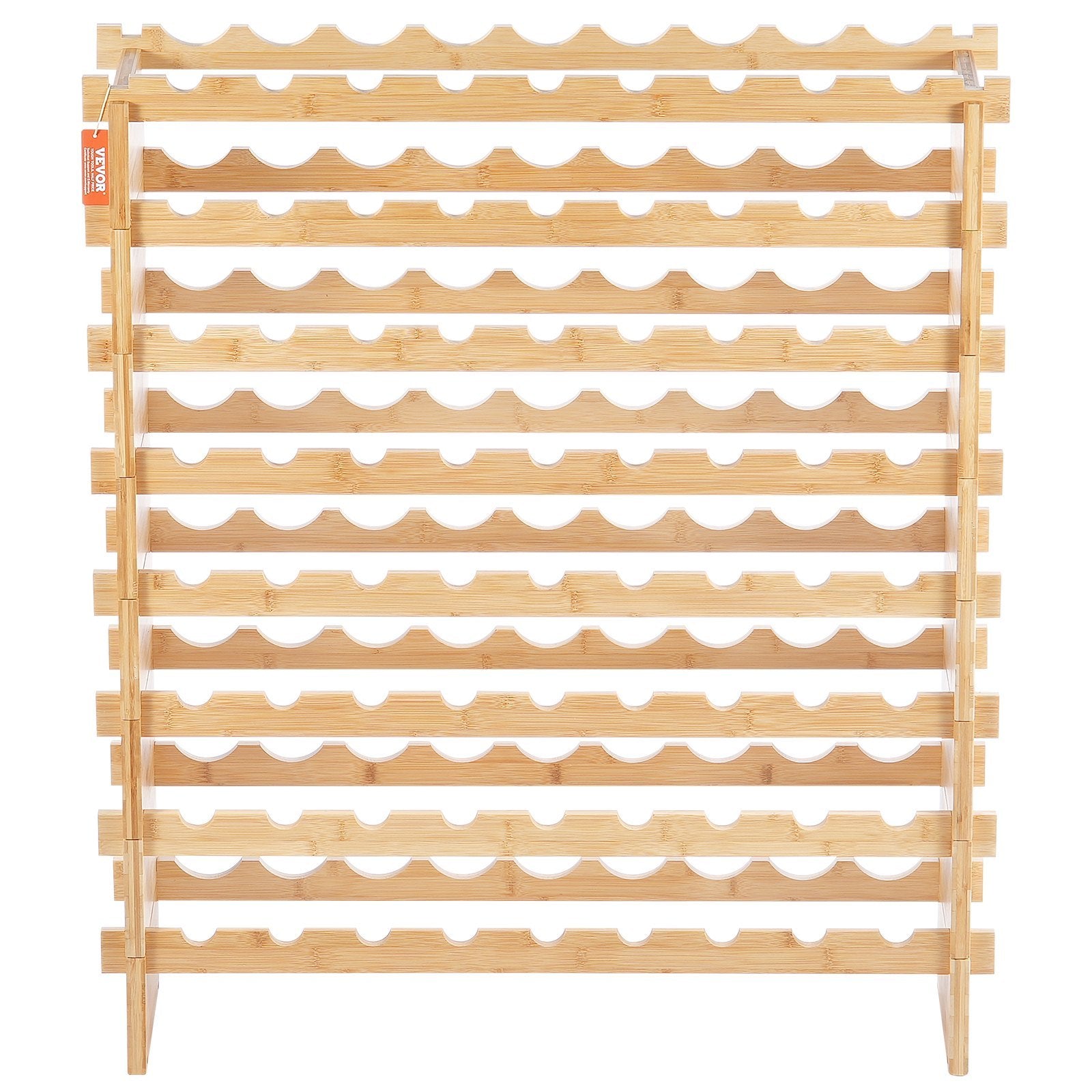 Estantería modular para vinos de bambú, capacidad para 72 botellas, estantería de exposición de 8 niveles