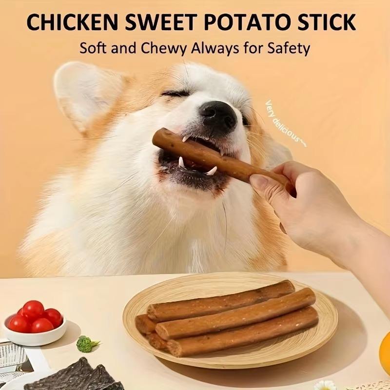 Croquetas de pollo con forma de mascota, envueltas en cuero crudo: un delicioso y natural tentempié de carne para perros de todas las razas.
