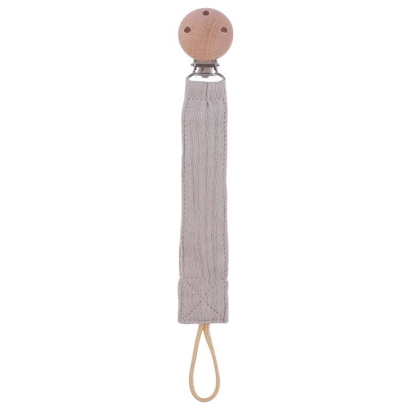 Portachupete de madera de haya para calmar al bebé, fabricado con algodón y cáñamo