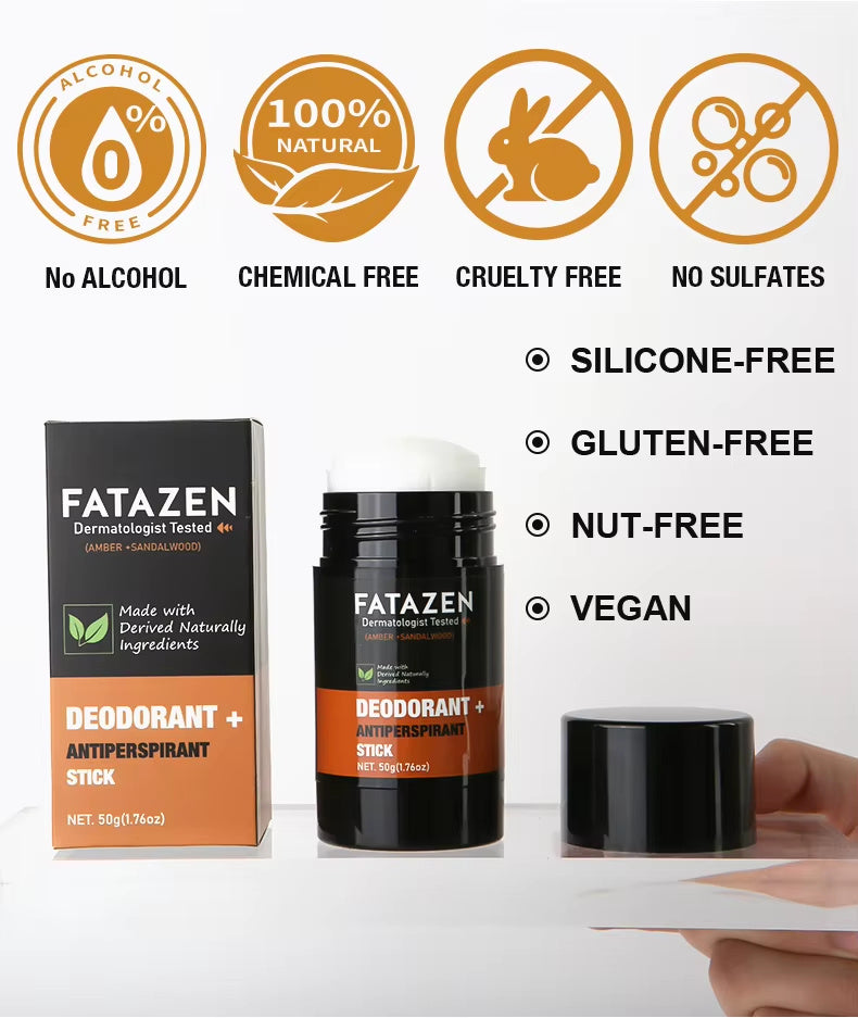 Desodorante antitranspirante natural en barra a base de hierbas, con aroma a sándalo y ámbar. Reduce el mal olor corporal.