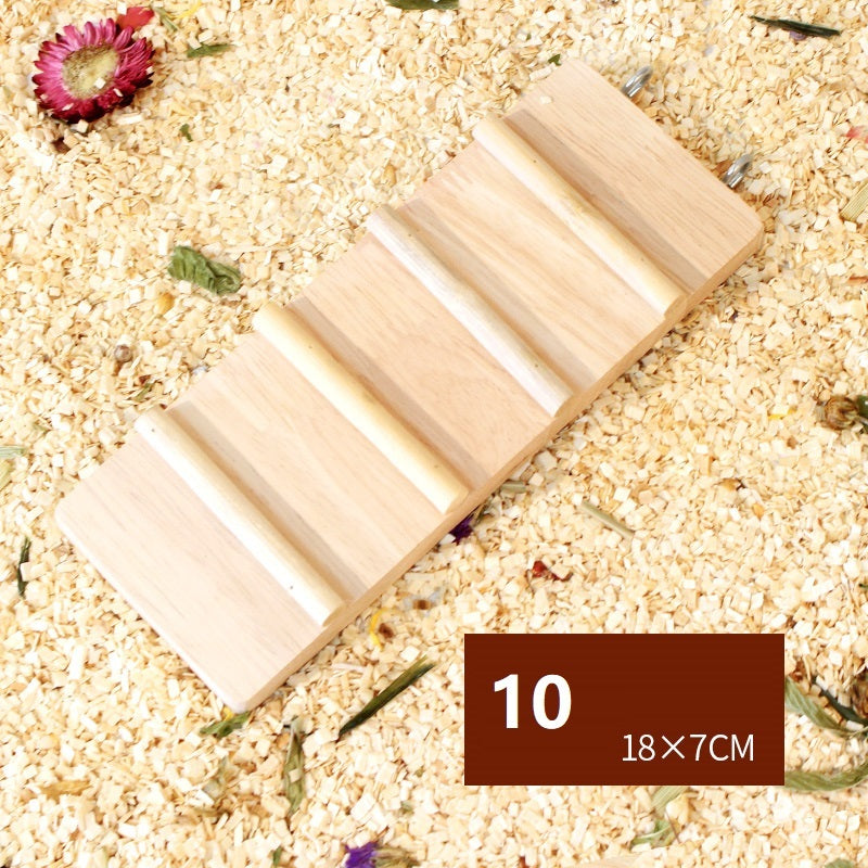 Juguete para hámster: plataforma con columpio y valla de madera natural