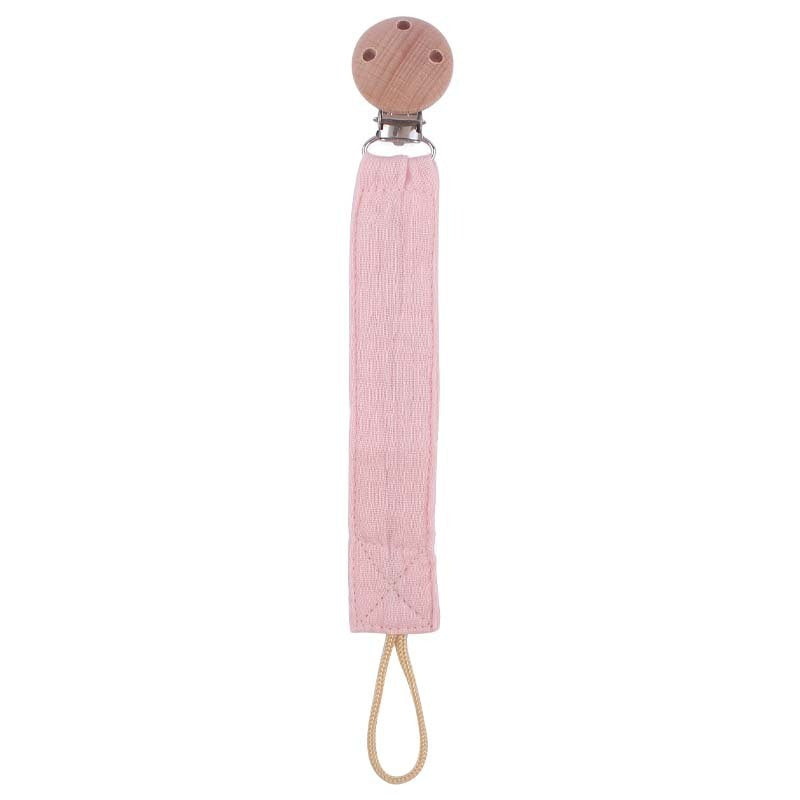 Portachupete de madera de haya para calmar al bebé, fabricado con algodón y cáñamo