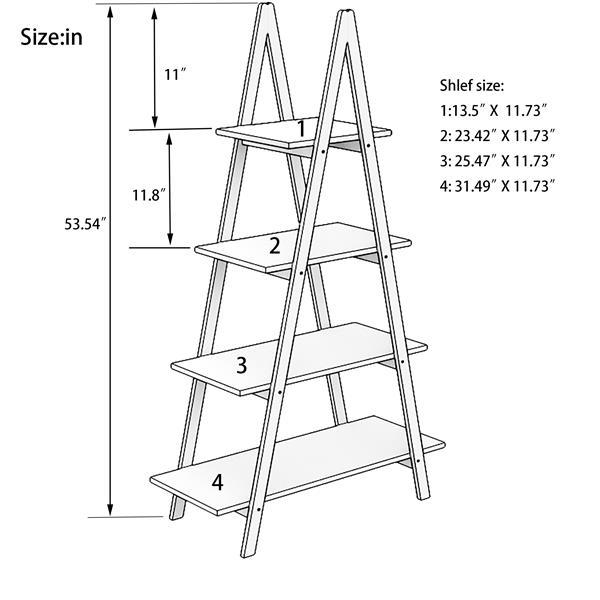 Estantería para libros en forma de escalera (diseño en "A"), fabricada con madera maciza o bambú.