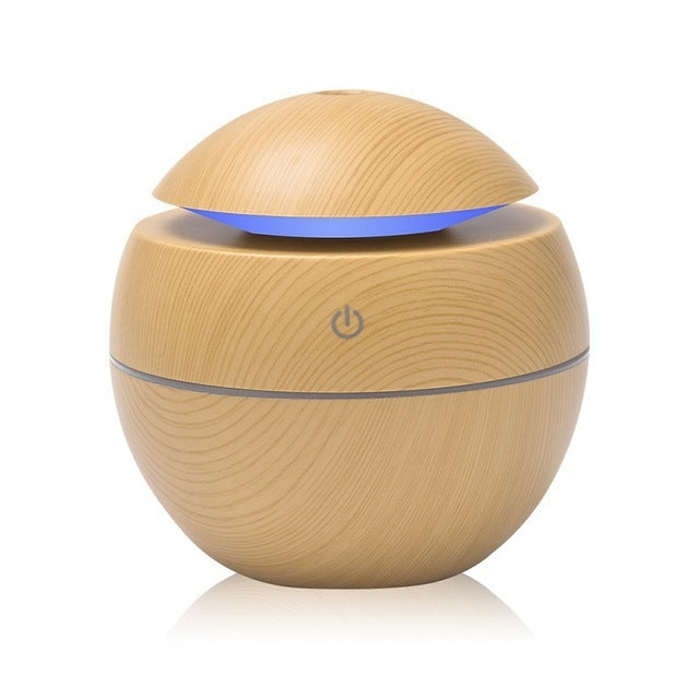 Humidificador mini ultrasónico ecológico y silencioso con diseño de cabeza de seta y acabado de imitación madera