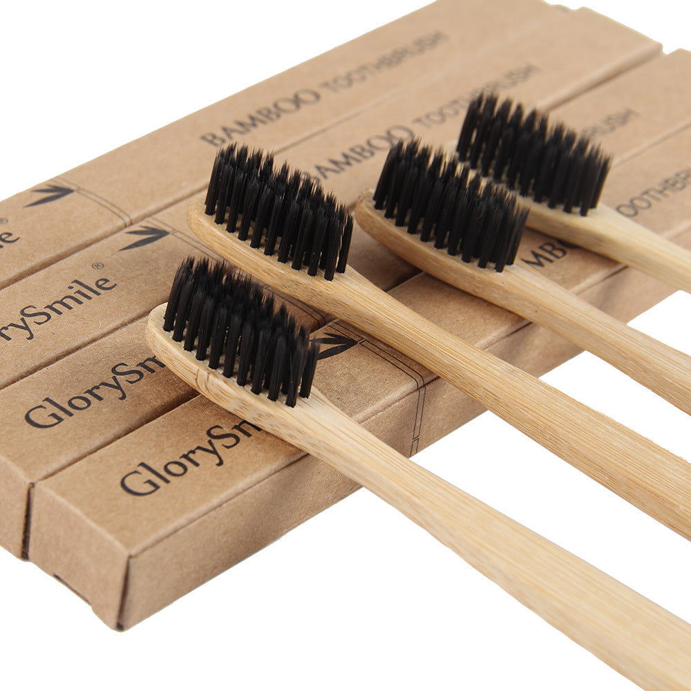 Cepillo de dientes de bambú natural puro, portátil, con cerdas suaves, ecológico. Herramientas para la higiene y el cuidado bucal.