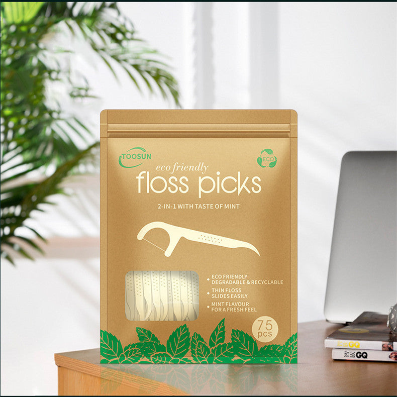 Hilo dental biodegradable con sabor a menta, respetuoso con el medio ambiente