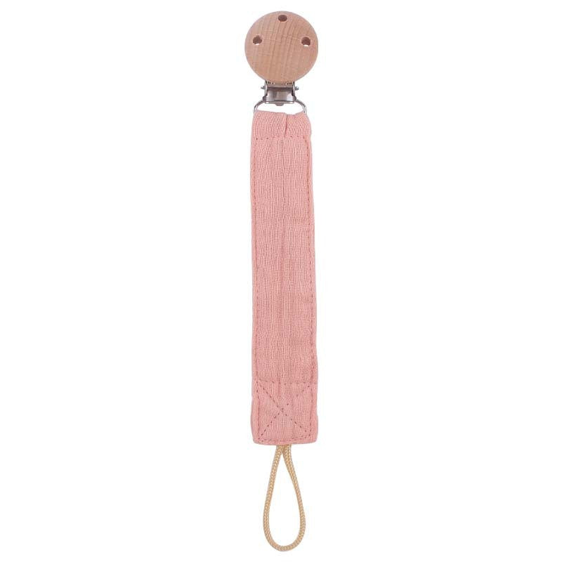Portachupete de madera de haya para calmar al bebé, fabricado con algodón y cáñamo